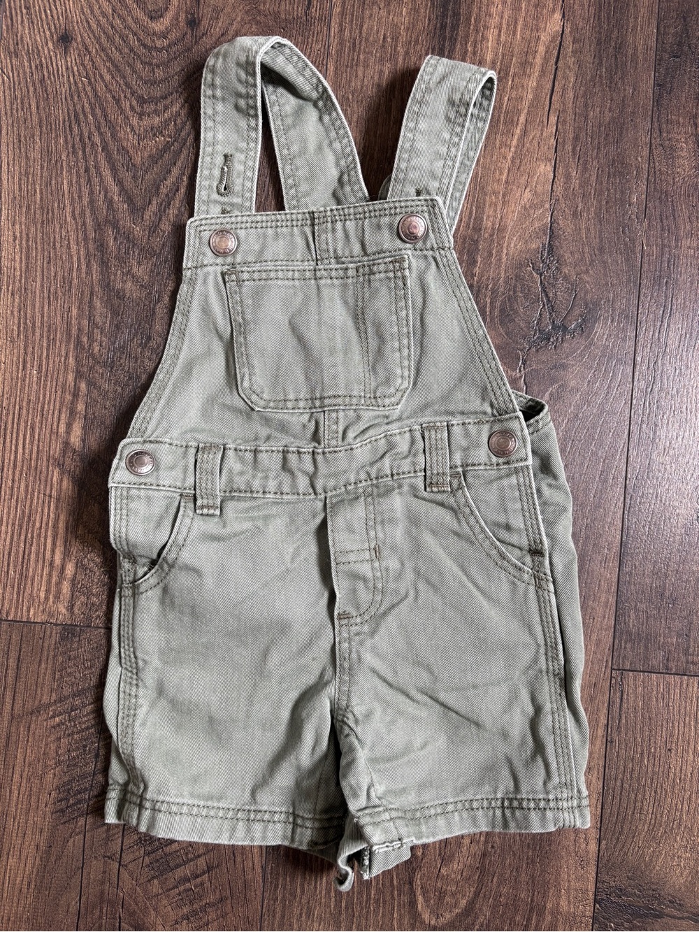 🐳 Old Navy Baby Olive Green Short Overalls 6-12M
